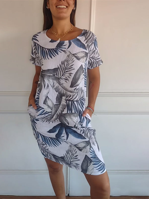 Women's Casual Leaf Print Summer Dress