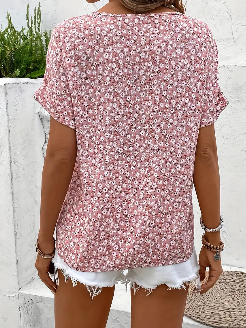 Women's Summer Short-Sleeve Button-Front Top