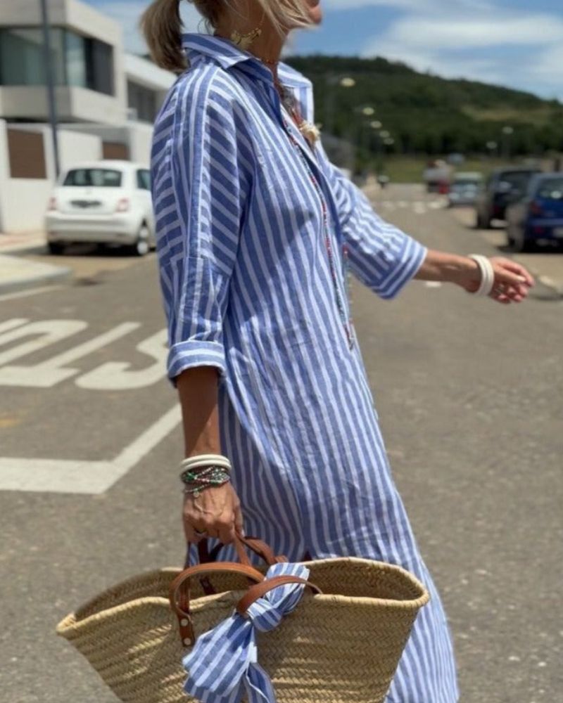 Women's Timeless Striped Summer Shirt Dress