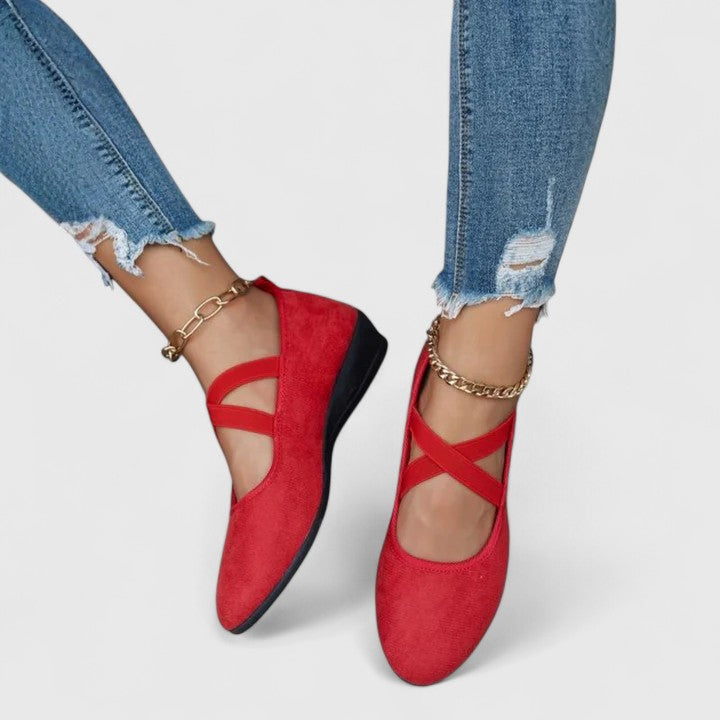 Women's Spring Strappy Round-Toe Wedge Flats