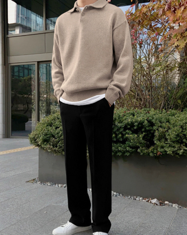 Men’s Renzo Polo Sweater – Relaxed Minimalist Knit