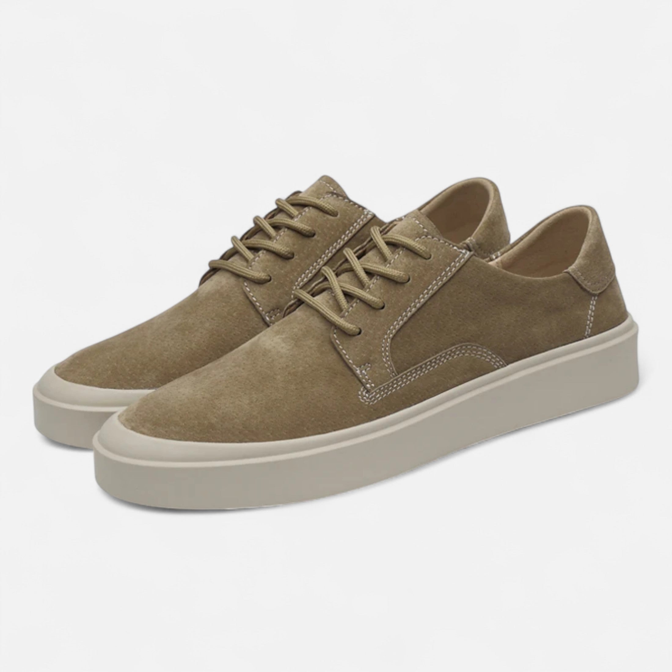 Men’s Suede Texture Casual Sneakers - Lace-Up Low Top Flat Sole Shoes