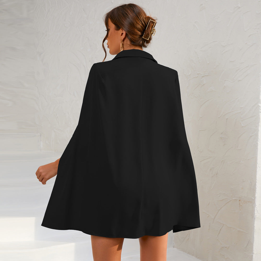 Women's Double-Breasted Cape Dress With Belt
