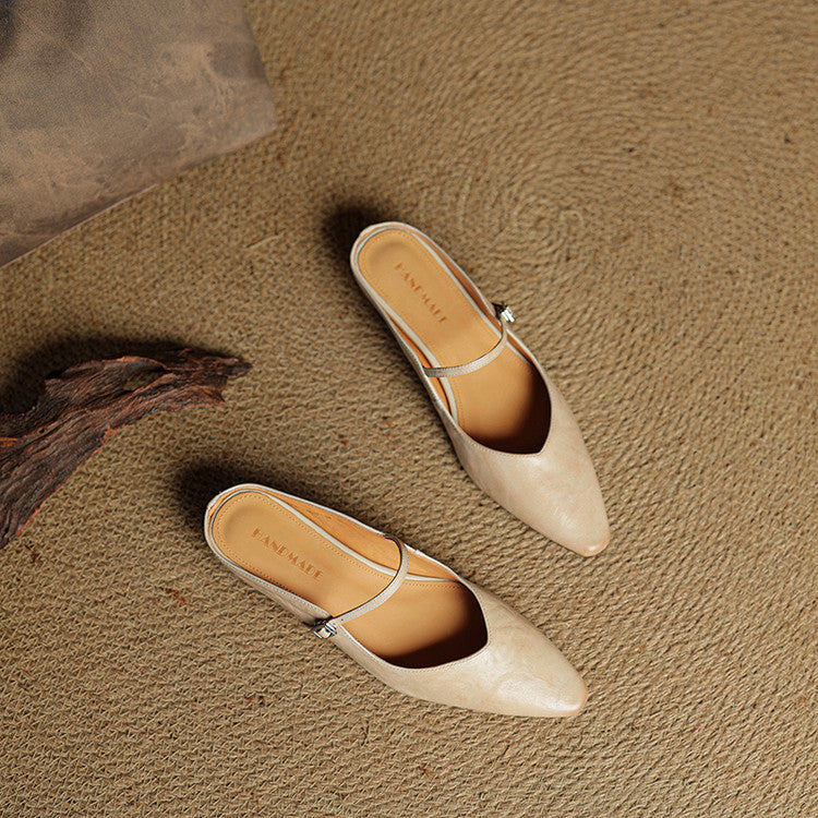Women's Genuine Leather Slip-On Mules