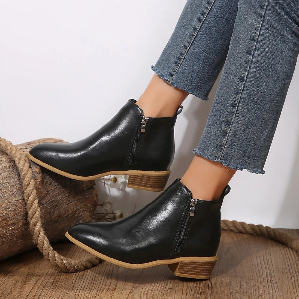 Women's Spring Casual Side-Zip Ankle Boots