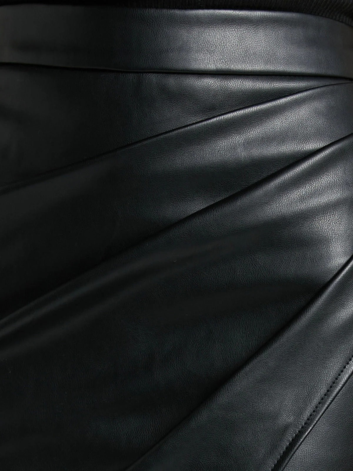 Women’s Faux Leather Wrap Midi Skirt - High Waist Split Hem