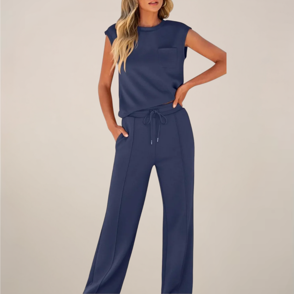 Women's Spring Drawstring Relaxed Pants Set