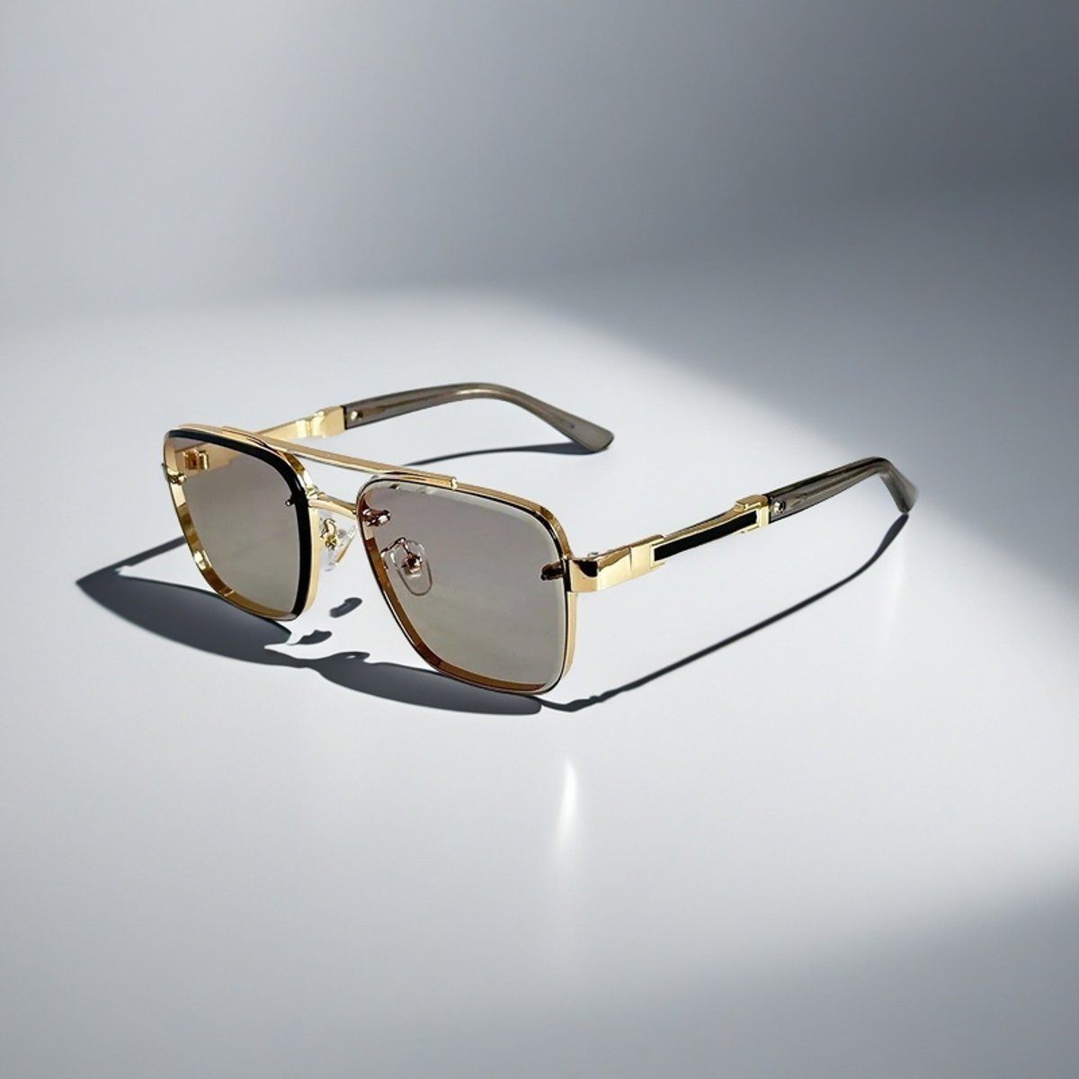 Aviator-Square Fusion Gold-Tone Gradient Lens Sunglasses - Gold