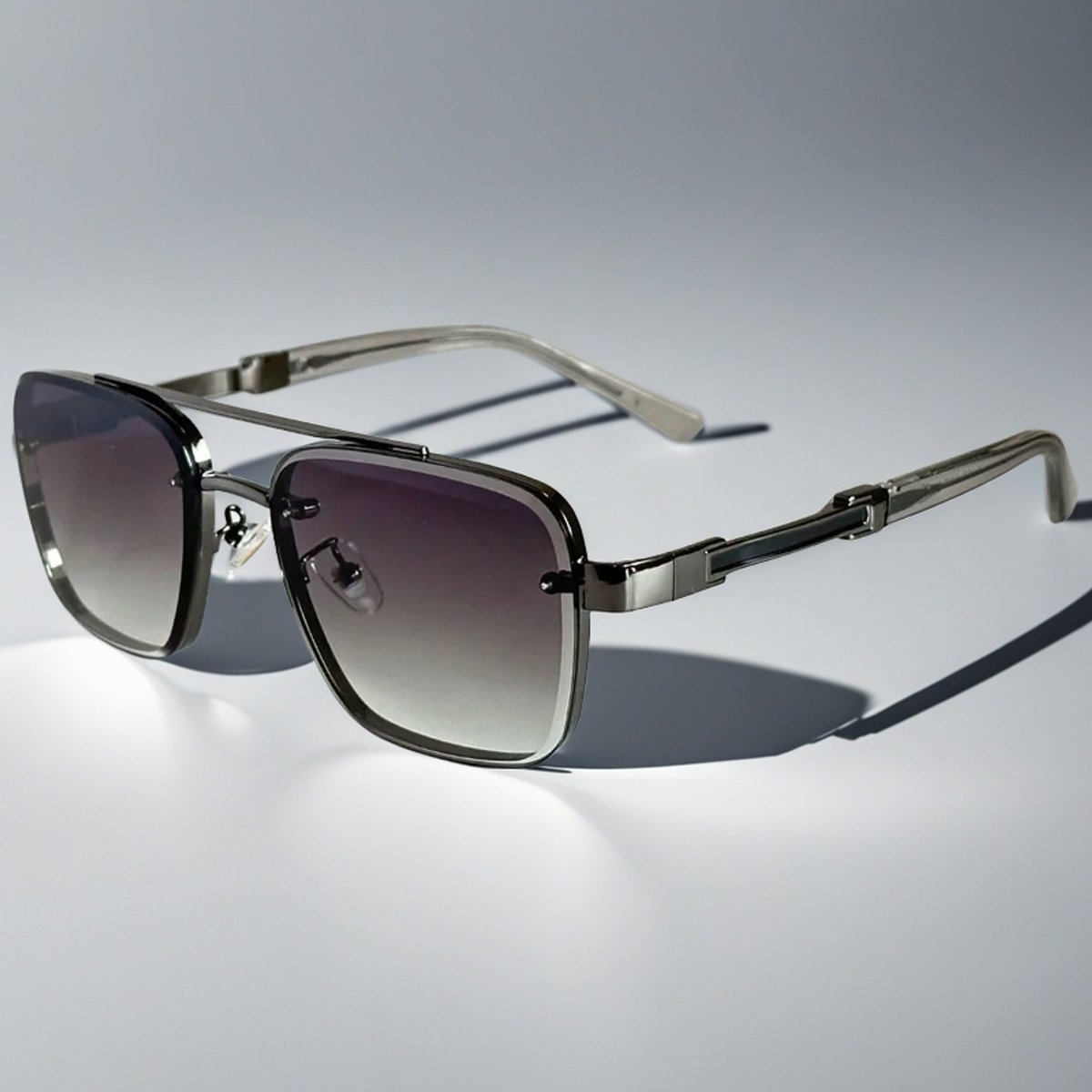 Aviator-Square Fusion Gold-Tone Gradient Lens Sunglasses - Grey