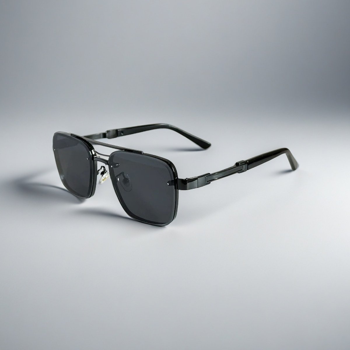 Aviator-Square Fusion Gold-Tone Gradient Lens Sunglasses - Black