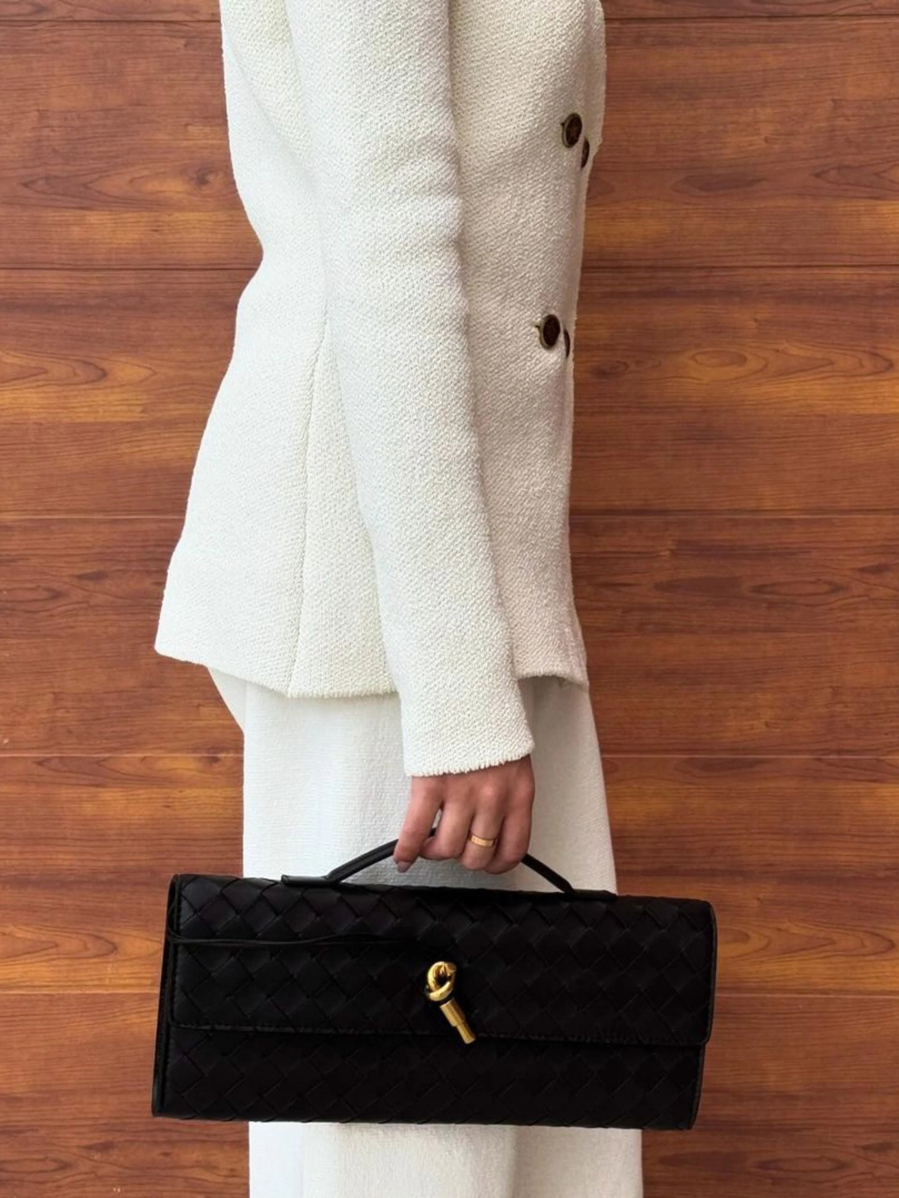 Women’s Woven Leather Crossbody Clutch