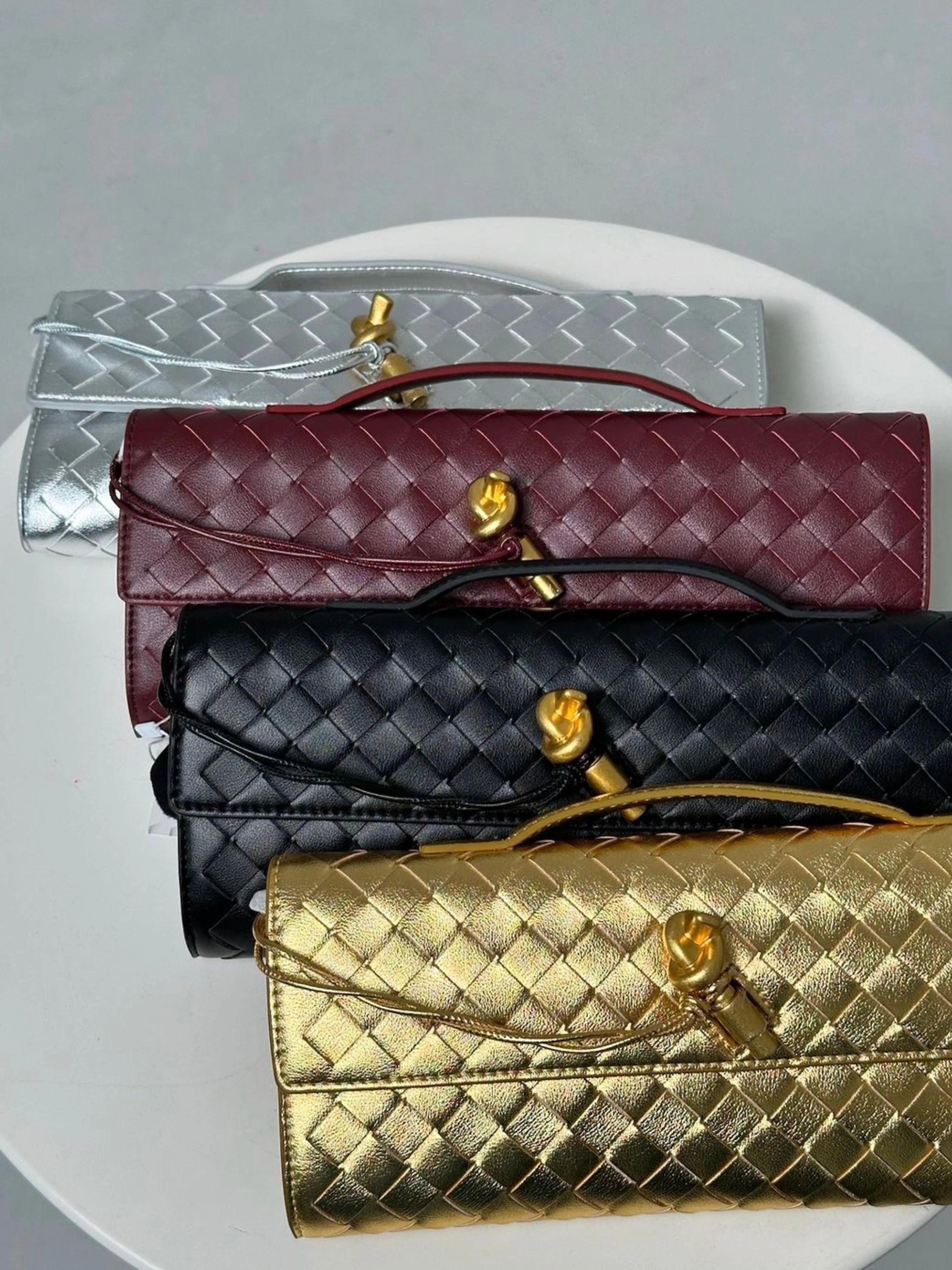 Women’s Woven Leather Crossbody Clutch