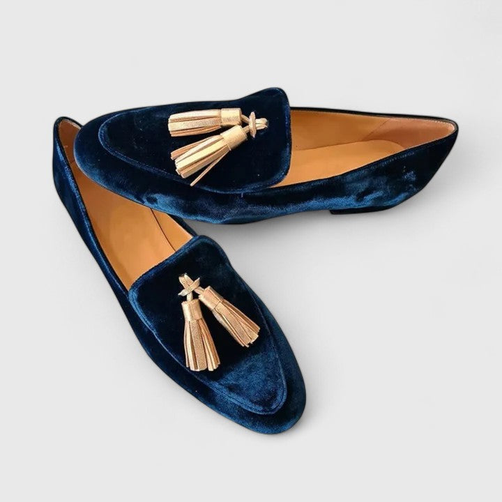 Women's Spring Velvet Loafers With Tassel Detail