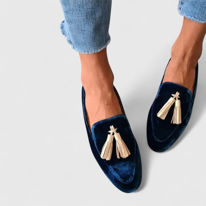 Women's Spring Velvet Loafers With Tassel Detail