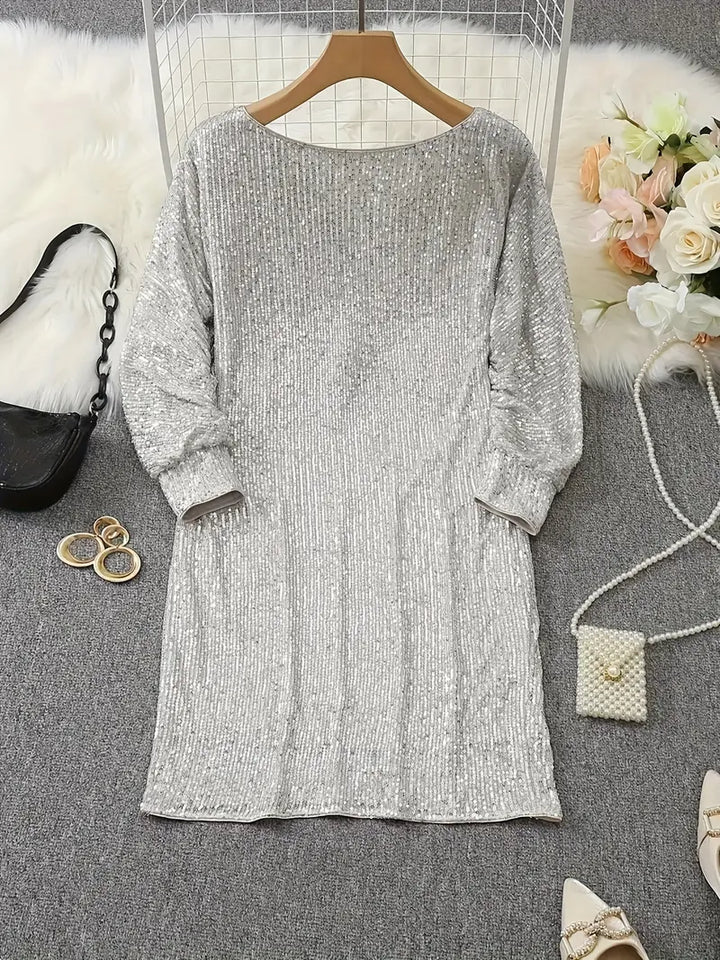 Women’s Sequin Off-Shoulder Mini Dress - Elegant Evening Look