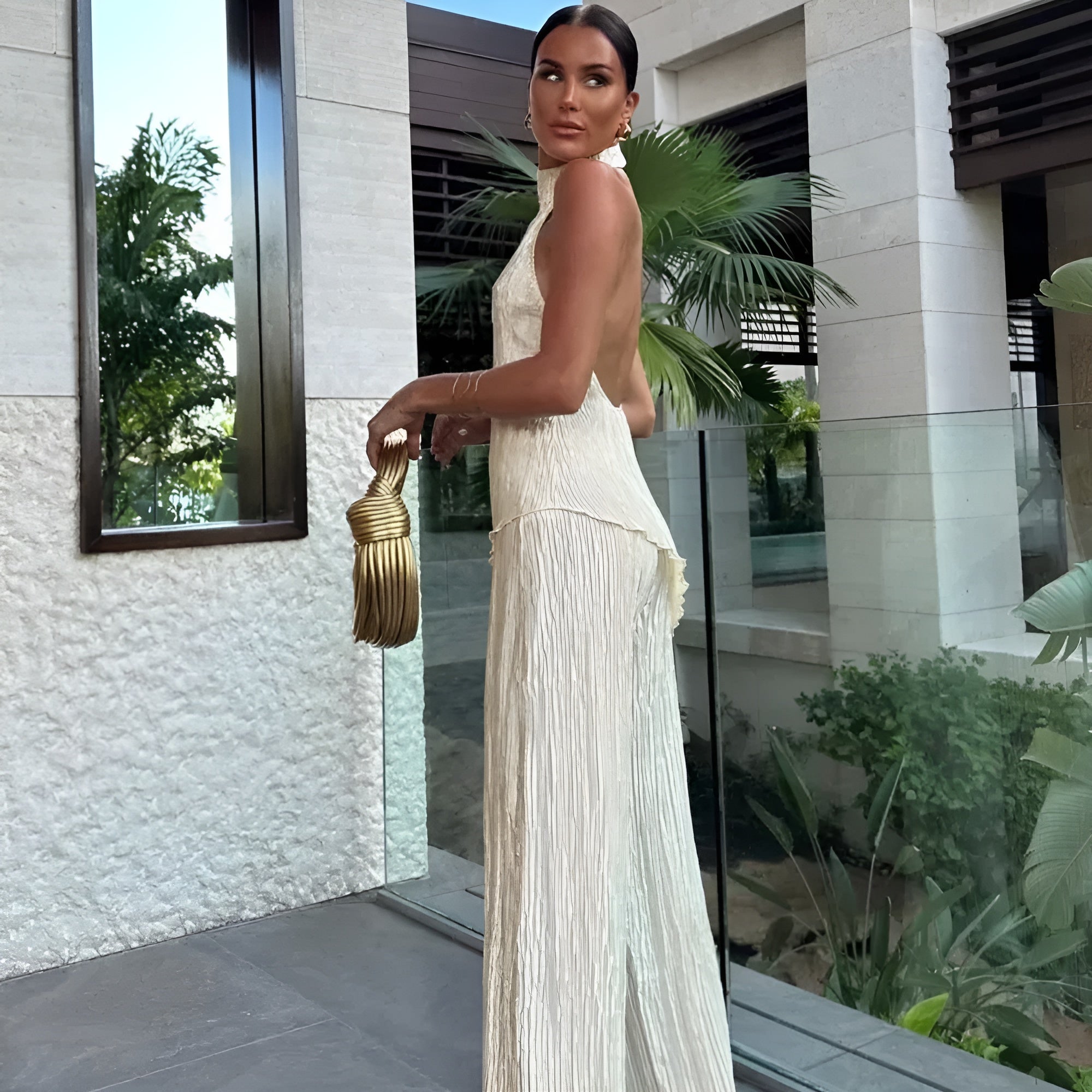 Calista – Pleated Halter Jumpsuit