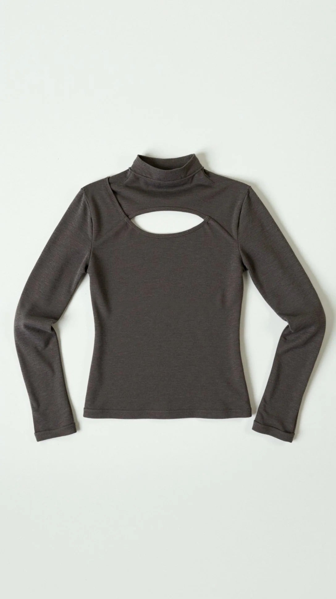 Women’s Cutout Long Sleeve Top - Mock Neck Fitted Blouse
