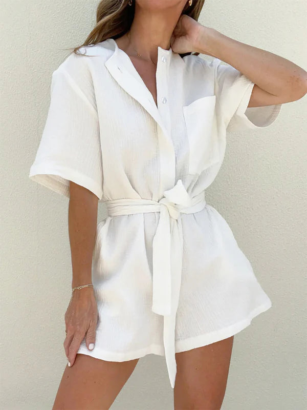 Jolene - Cotton Short Sleeve Jumpsuit