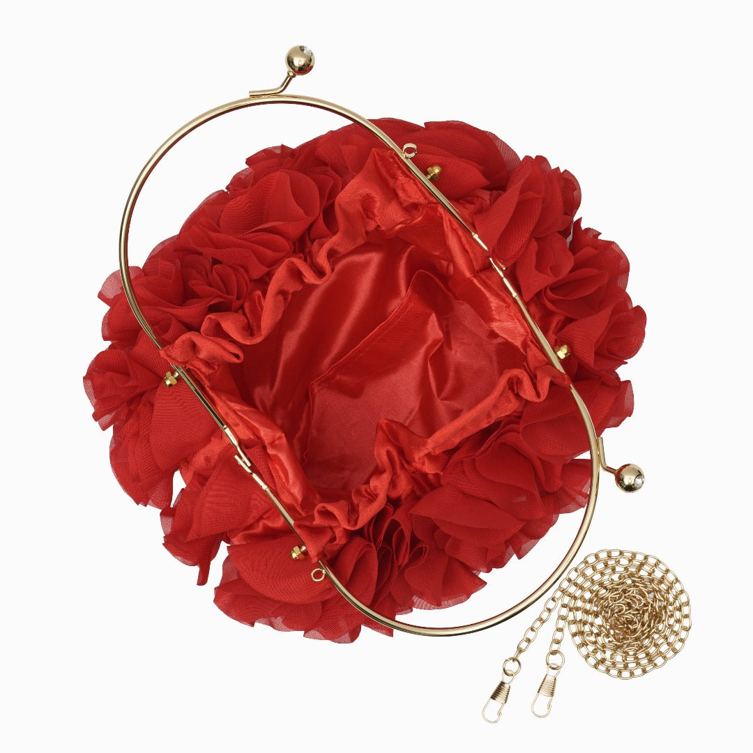 Marilyn - Ruched Ruffle Evening Clutch Bag