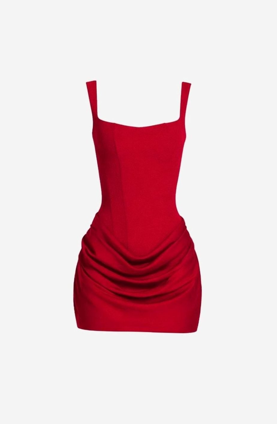 Melyna Women's Square Neck Boned Corset Satin Mini Party Dress - Red