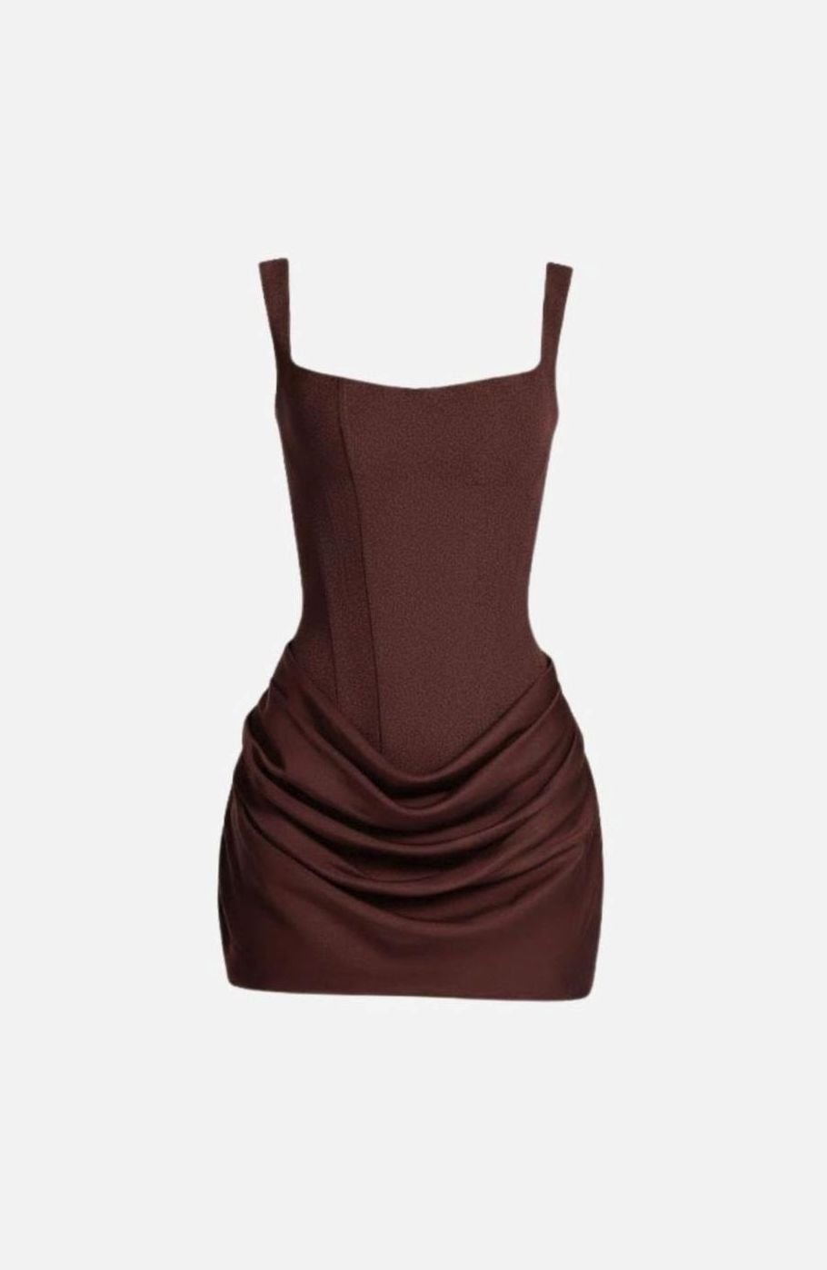 Melyna Women's Square Neck Boned Corset Satin Mini Party Dress - Plum Brown