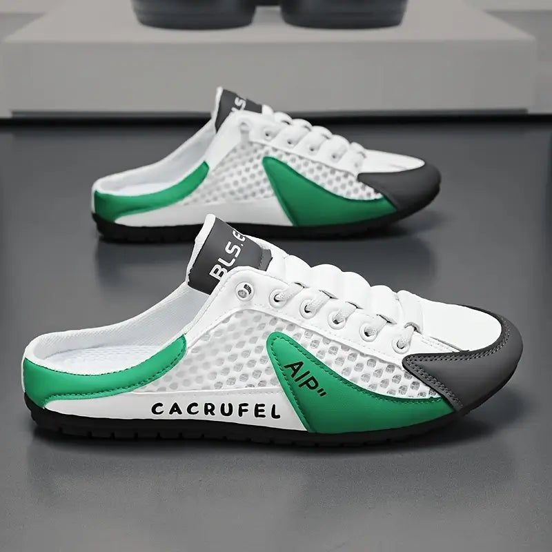 Men's Backless Lace-Up Mule Trainers Half Shoes