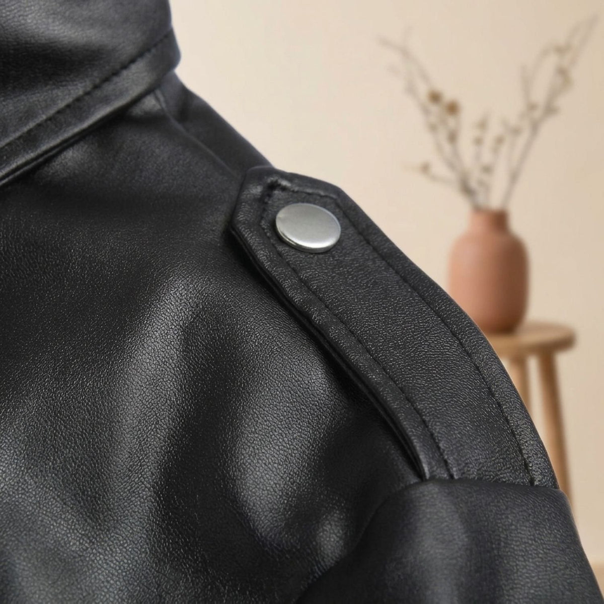 Men's Biker-Inspired Zip-Up Leather Winter Jacket