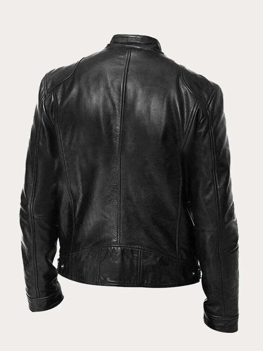 Men's Classic Slim-Fit Biker Leather Jacket