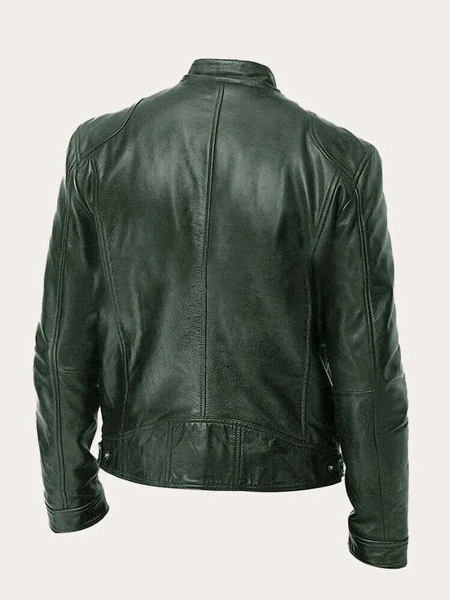 Men's Classic Slim-Fit Biker Leather Jacket