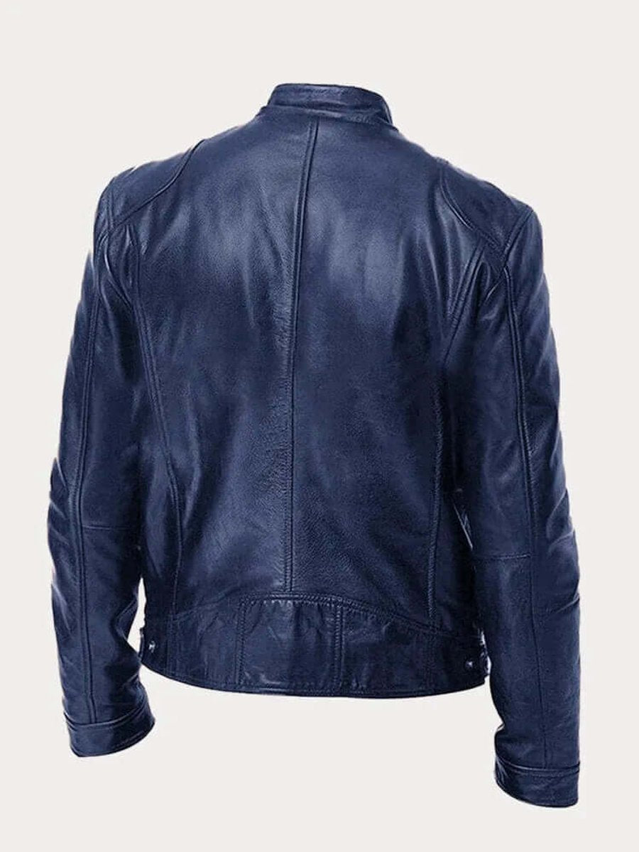 Men's Classic Slim-Fit Biker Leather Jacket