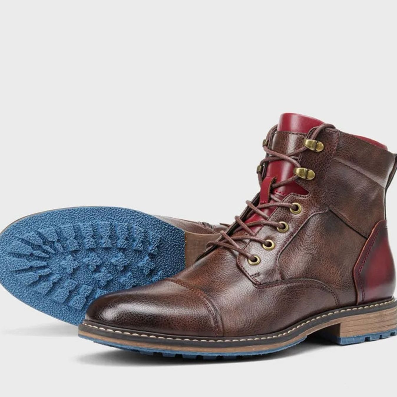 Men's Classic Zip Lace-Up Leather-Look Ankle Boots