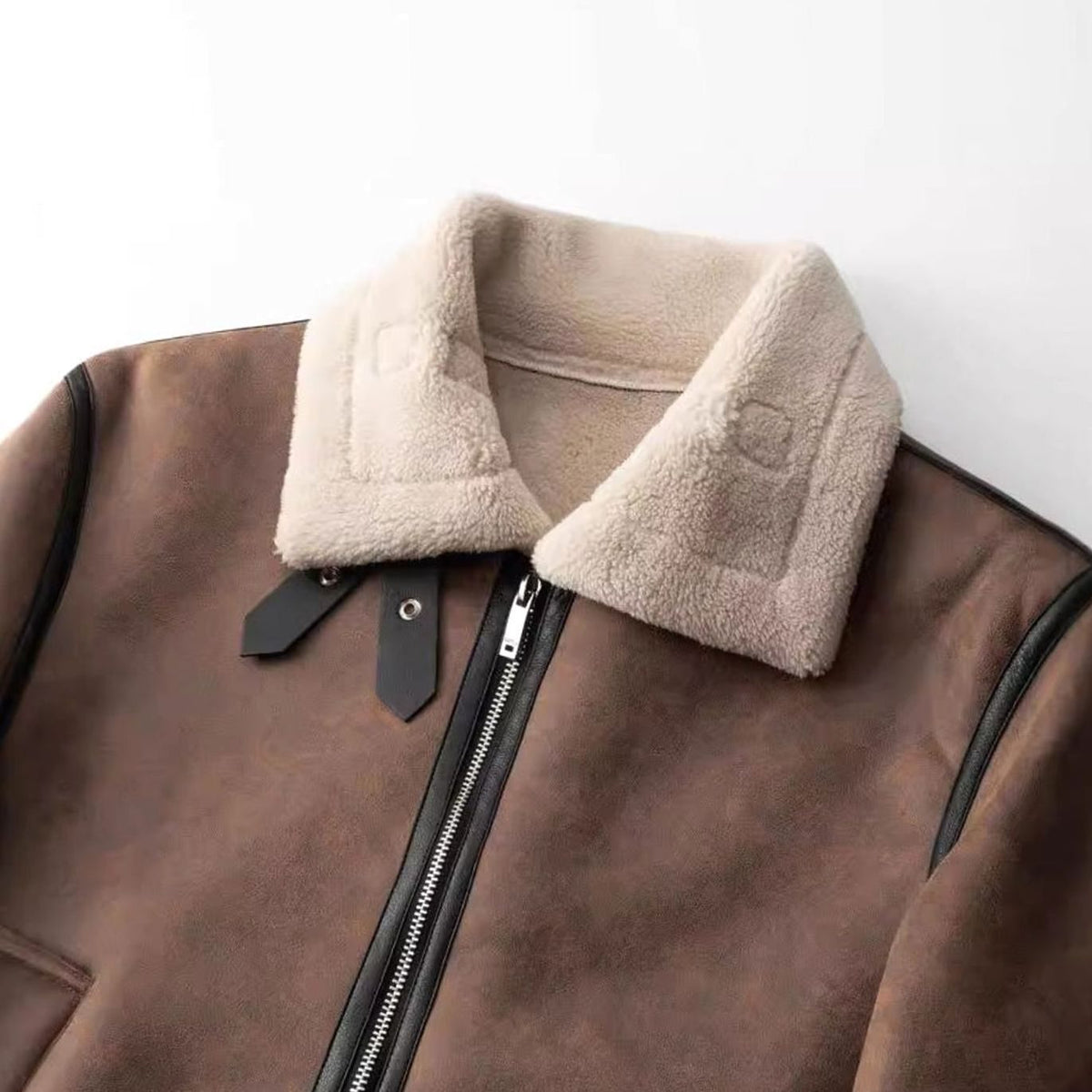 Men's Coats & Jackets Faux Shearling Zip-Up Aviator Jacket