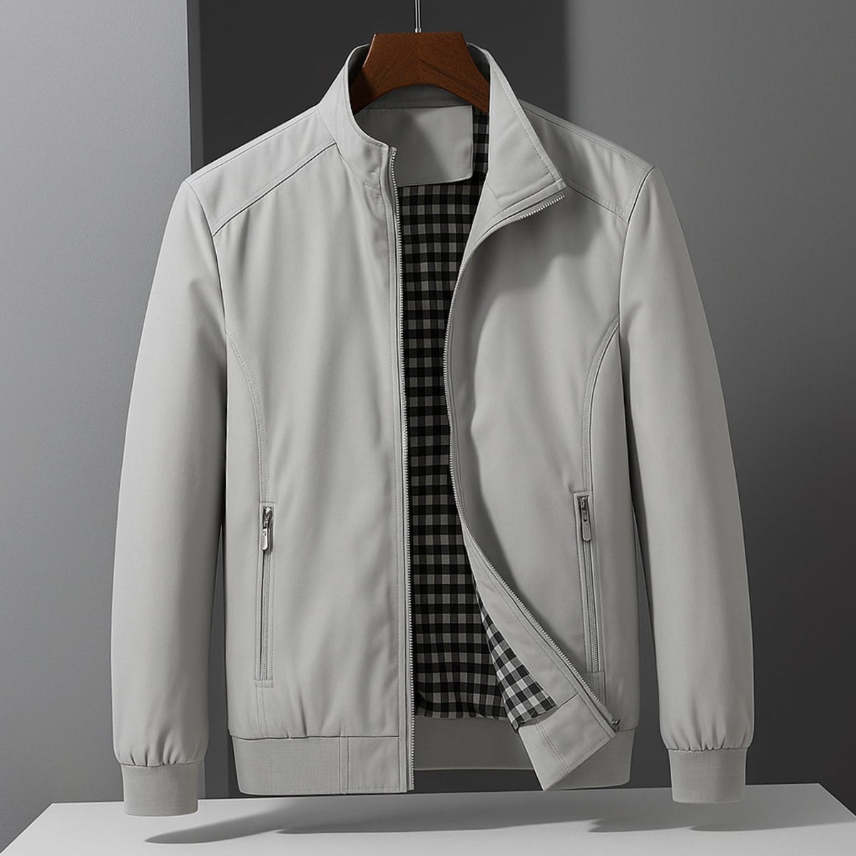 Men's Coats & Jackets Weather-Resistant Zip Bomber Jacket - Light Grey