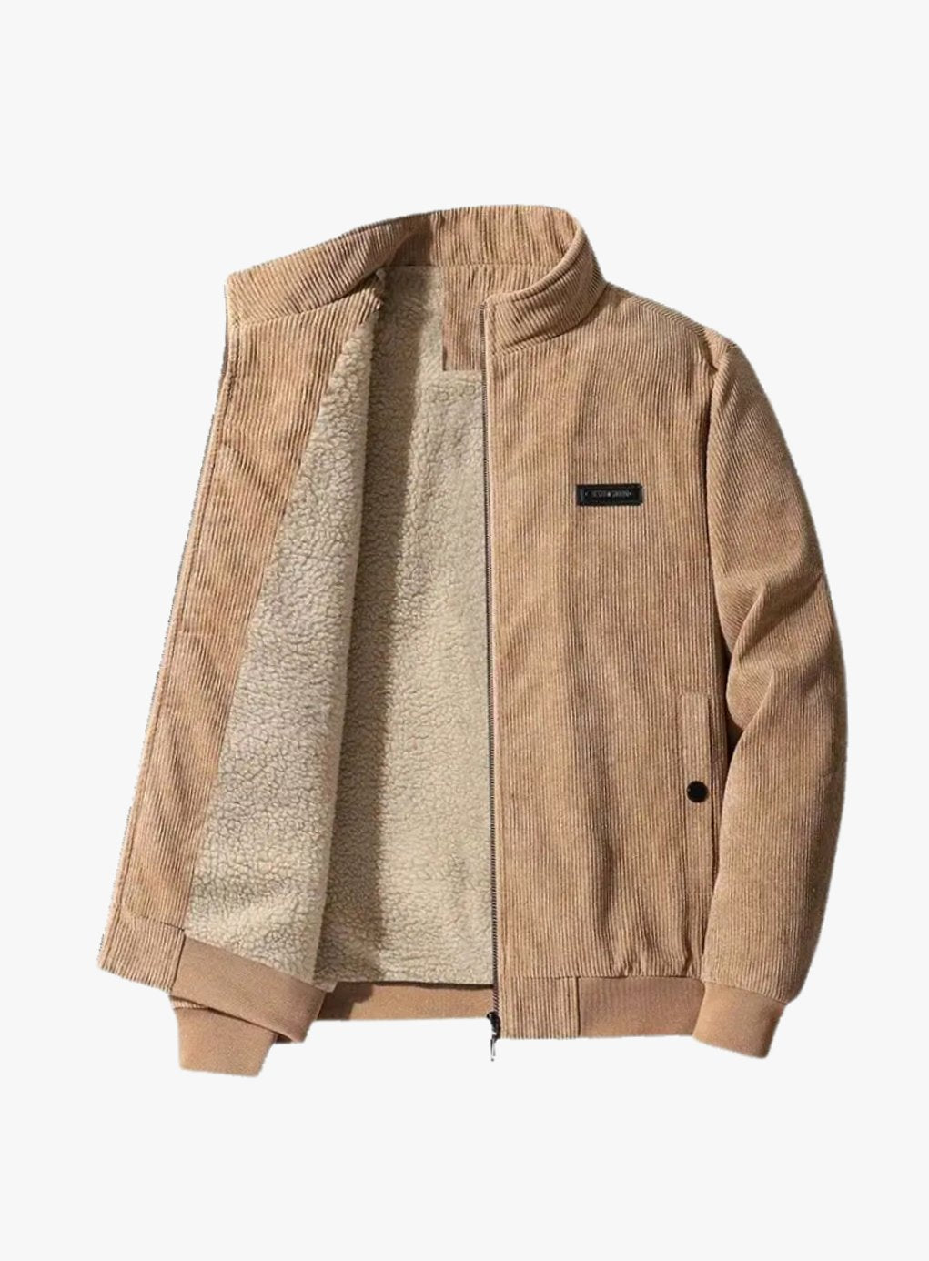 Men's Fleece-Lined Corduroy Zip-Up Bomber Jacket