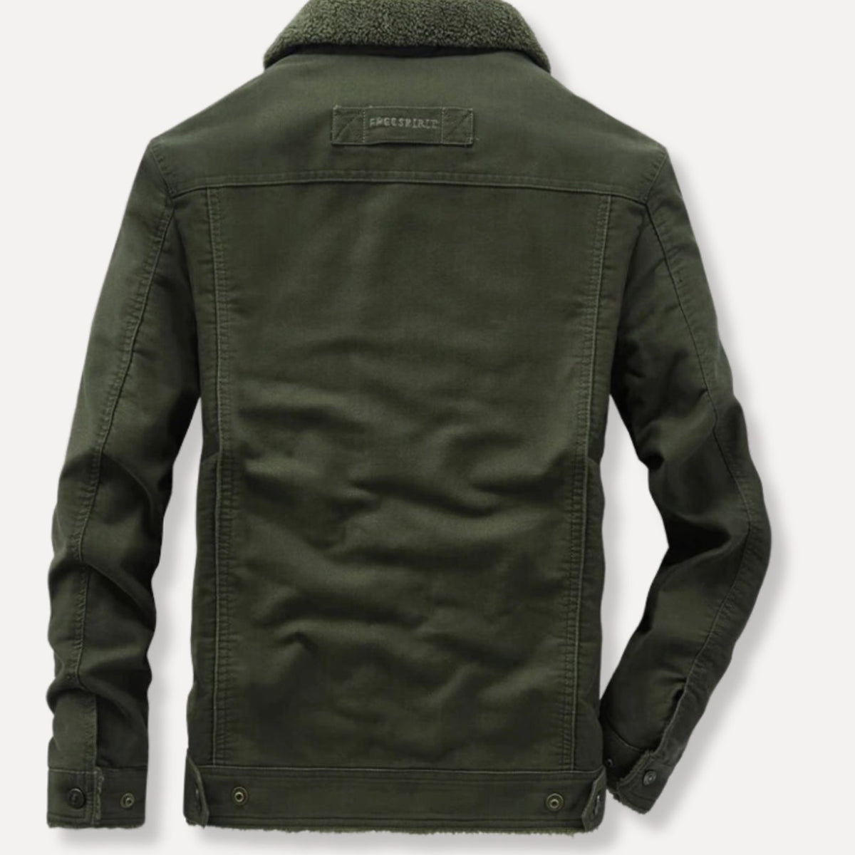 Men's Fleece-Lined Sherpa Collar Cotton Cargo Jacket