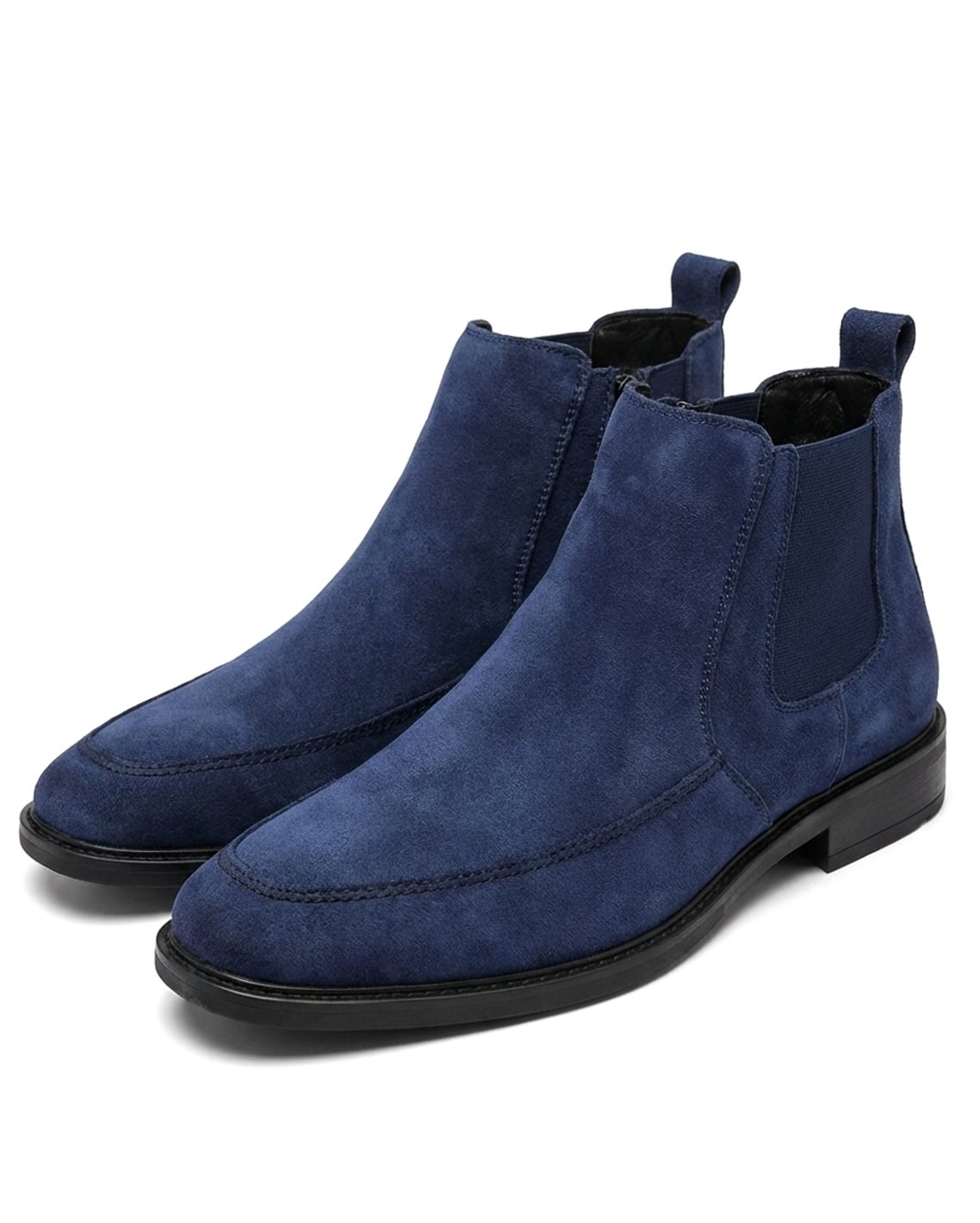 Men's Genuine Suede Chelsea Boots Plush-Lined - Blue