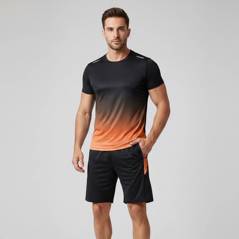 Men's Gradient Quick-Dry Breathable T-Shirt Shorts Activewear Set