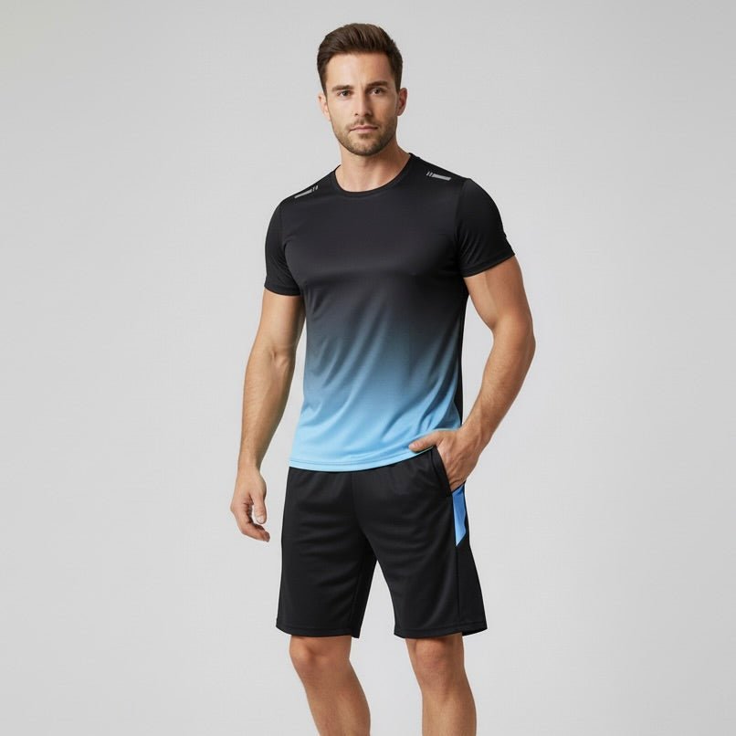 Men's Gradient Quick-Dry Breathable T-Shirt Shorts Activewear Set