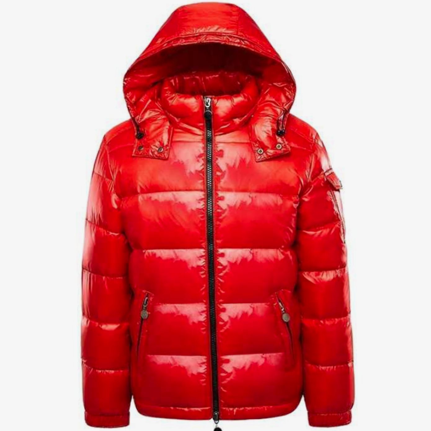 Men's Hooded Insulated Quilted Jacket Full-Zip Puffer - Red