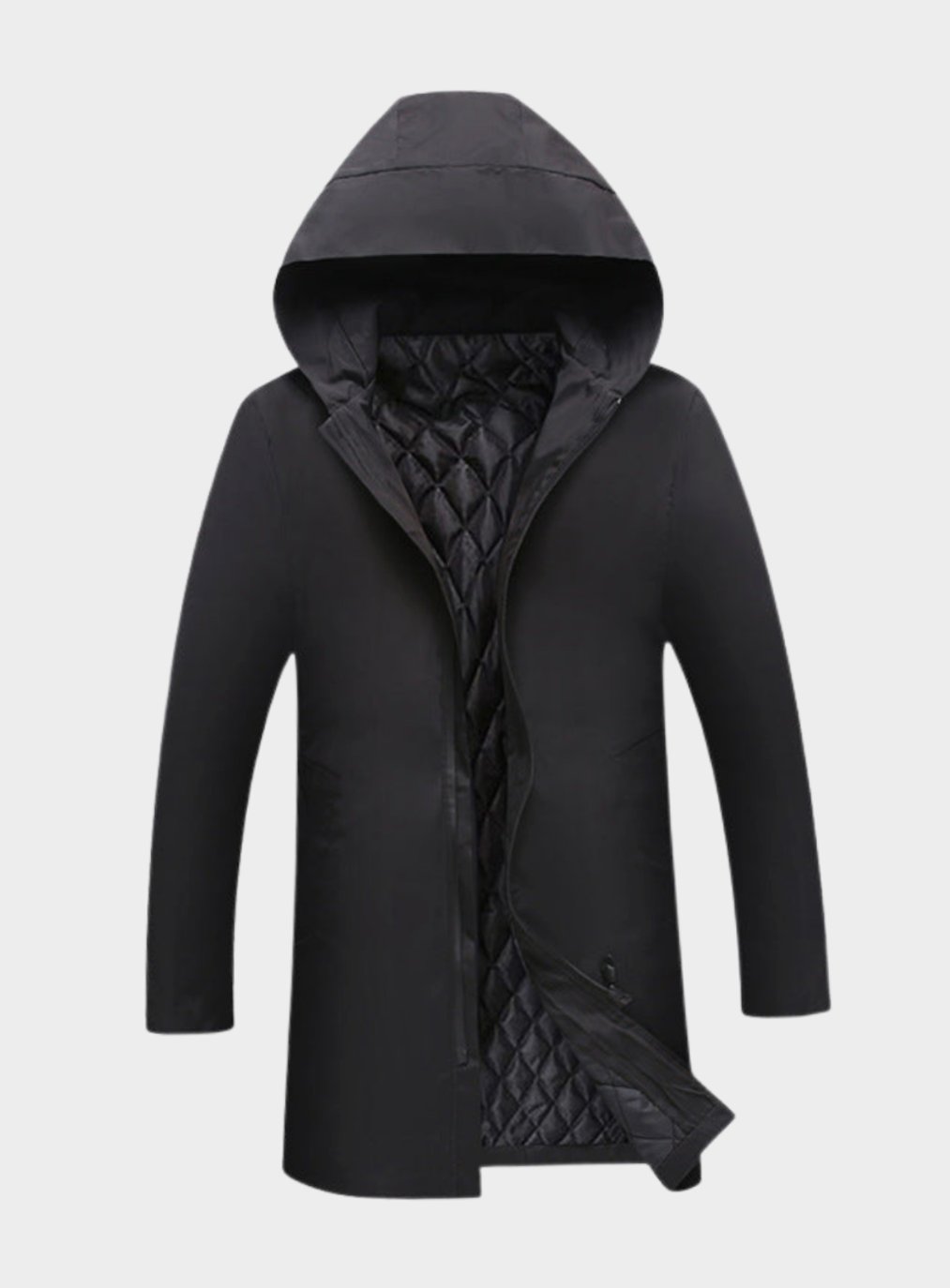 Men's Hooded Oversized Longline Quilted-Lined Winter Coat