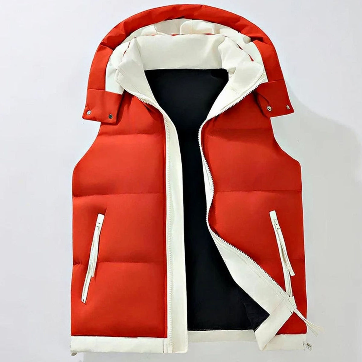 Men's Insulated Hooded Puffer Gilet Sleeveless Vest - Red