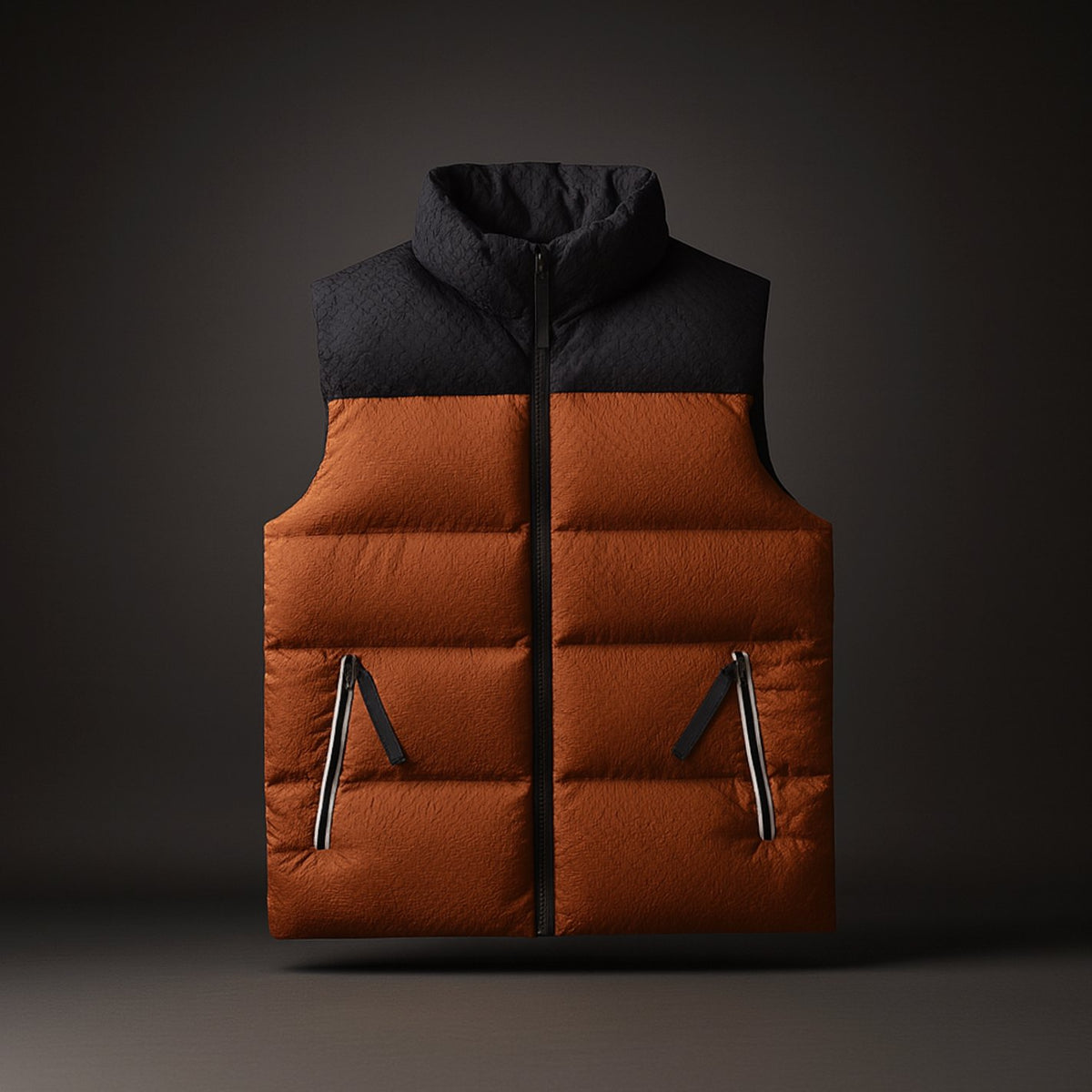 Men's Insulated Waterproof Puffer Gilet High-Neck Vest - Brown