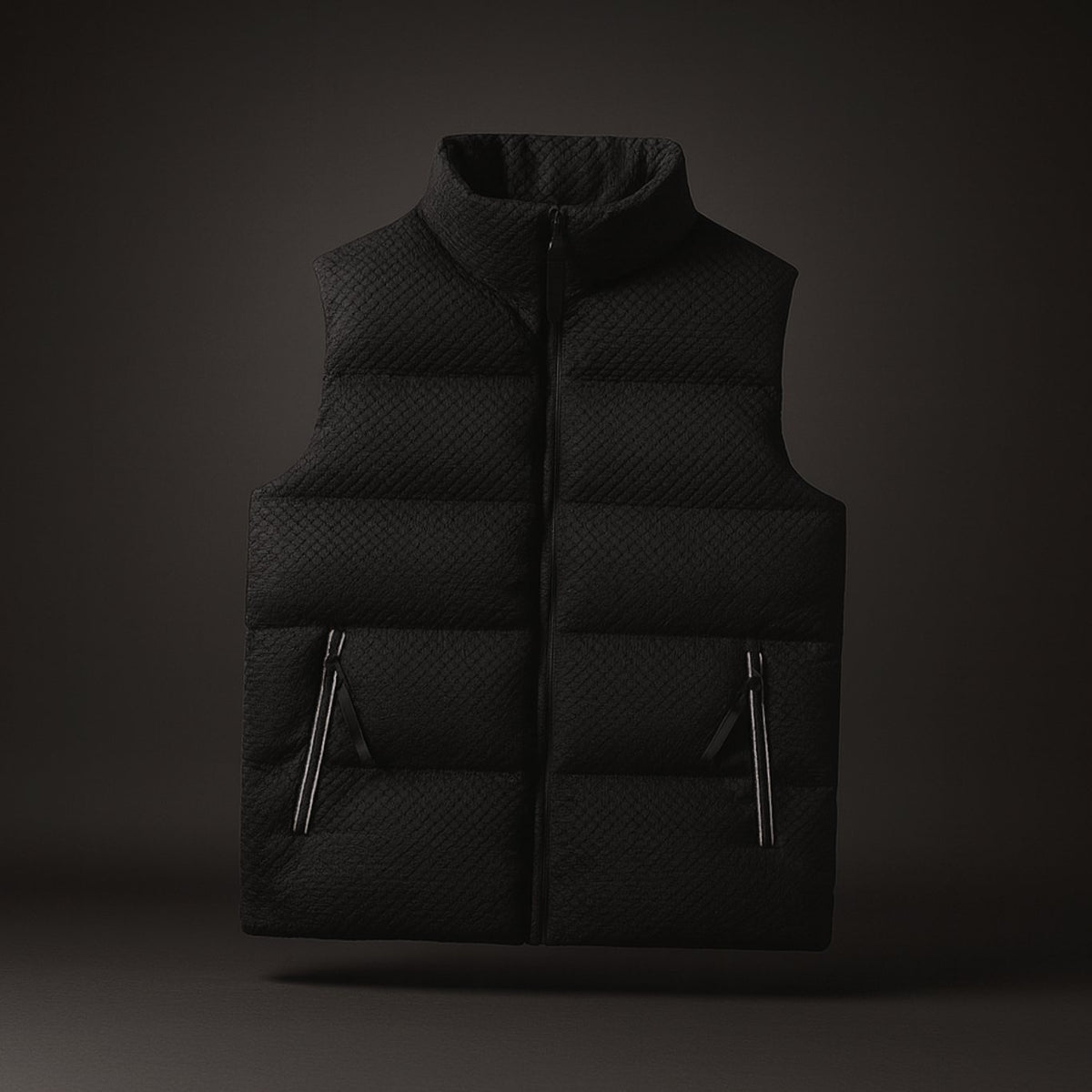 Men's Insulated Waterproof Puffer Gilet High-Neck Vest - Black