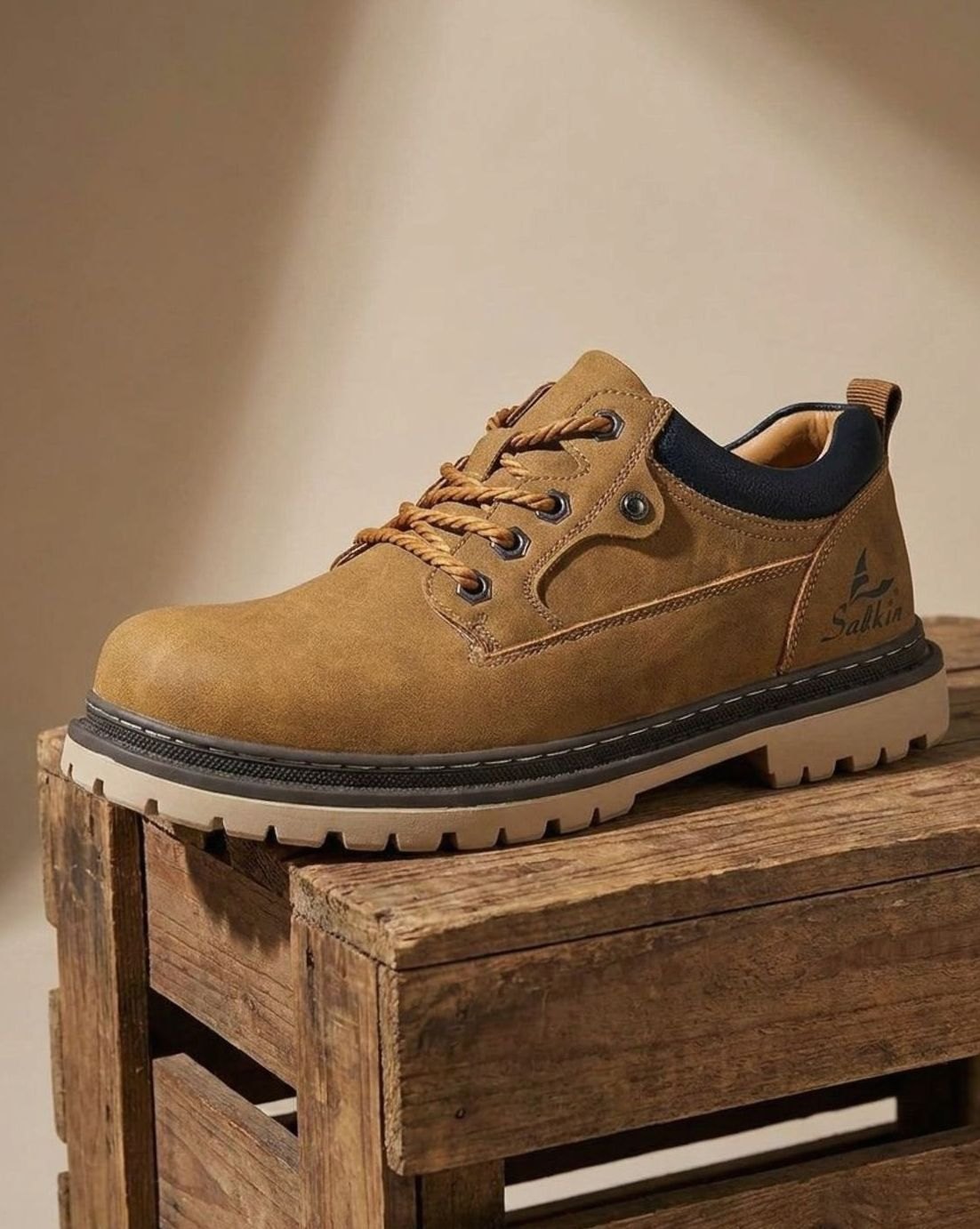 Men's Lace-Up Leather Low-Top Work Boots