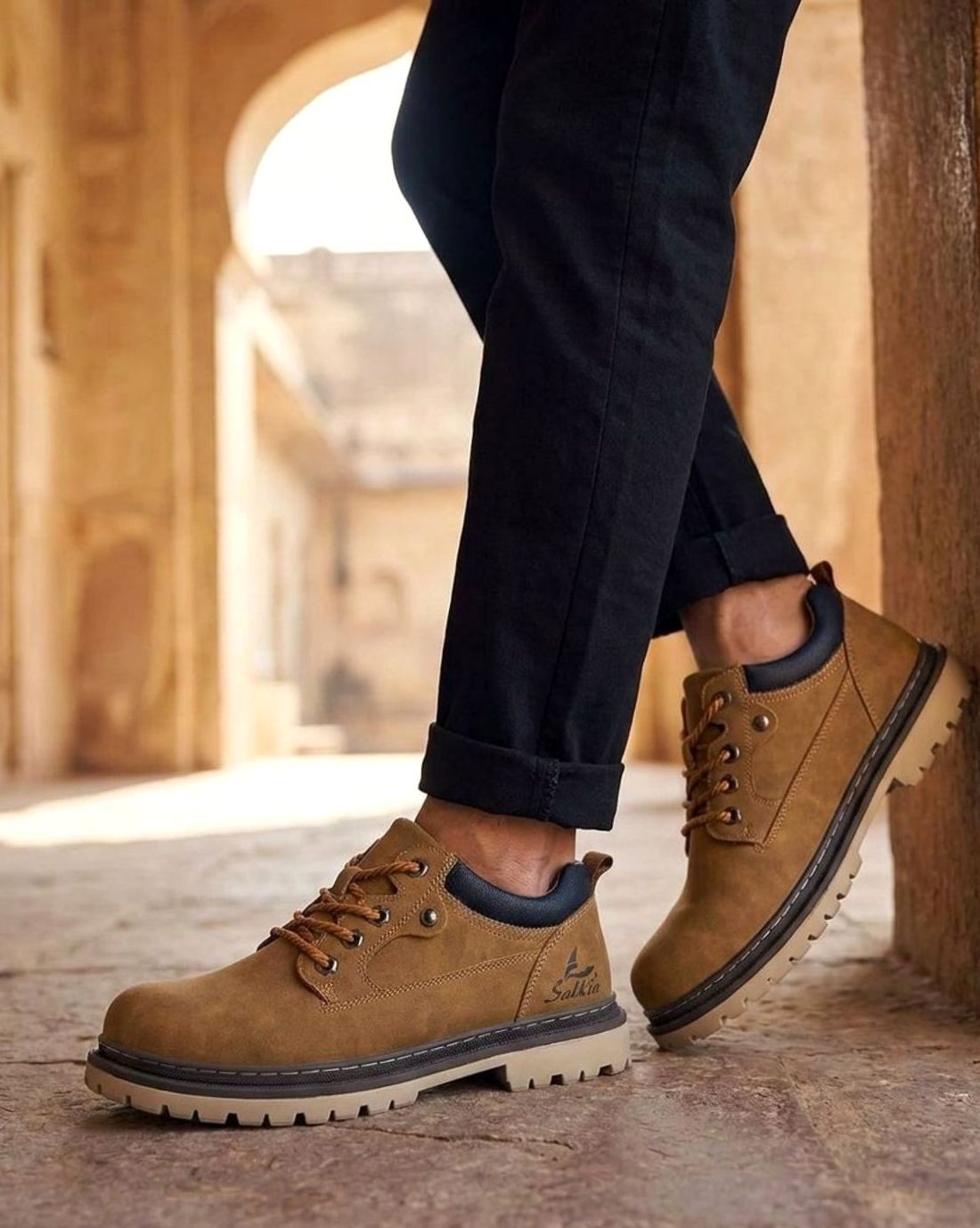 Men's Lace-Up Leather Low-Top Work Boots