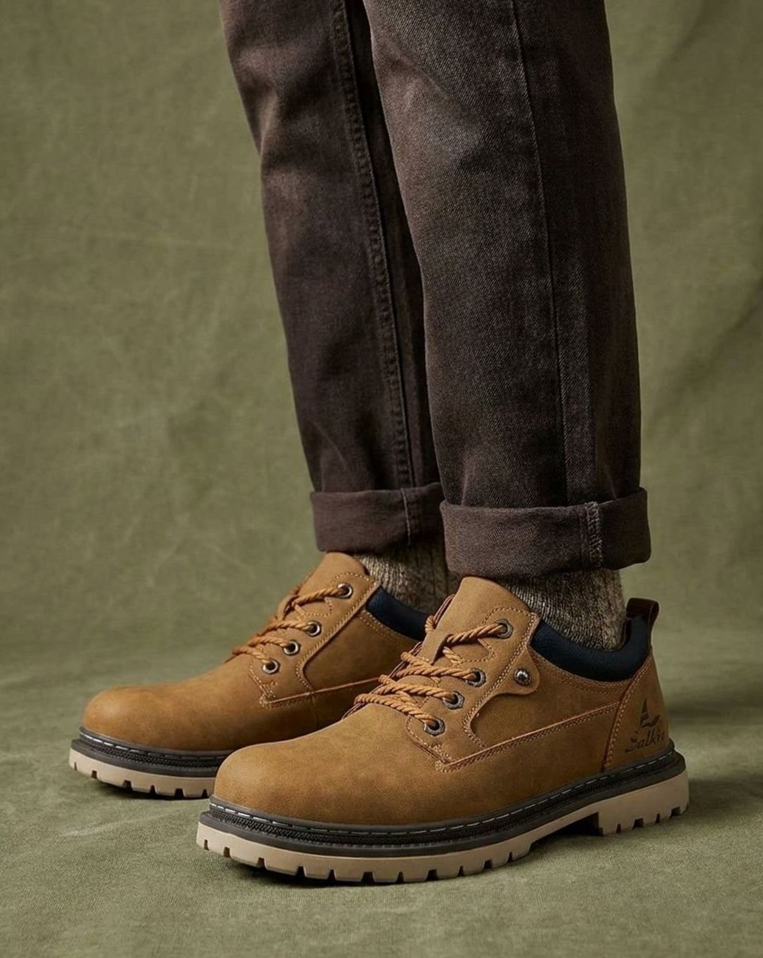 Men's Lace-Up Leather Low-Top Work Boots