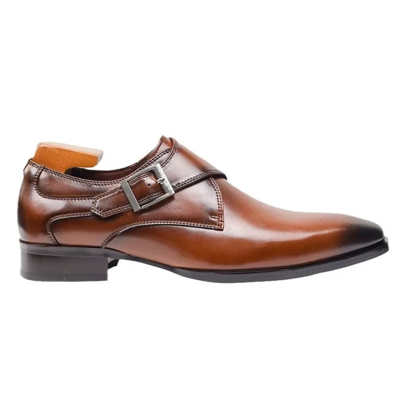 Men's Leather-Look Single Monk Strap Dress Shoes