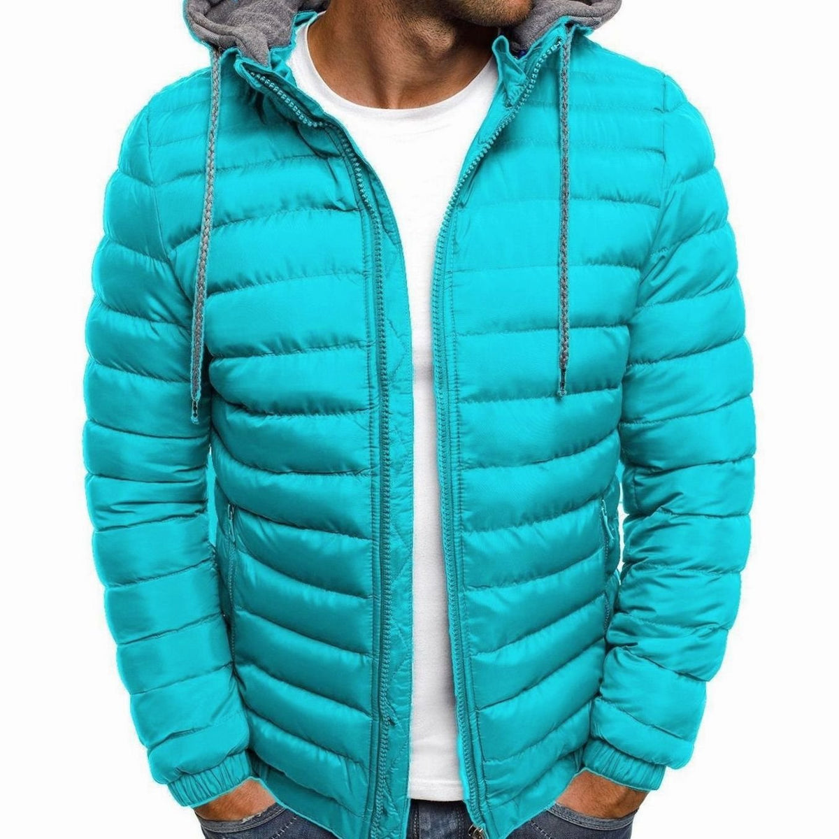 Men's Lightweight Quilted Hooded Puffer Jacket Thermal Insulated
