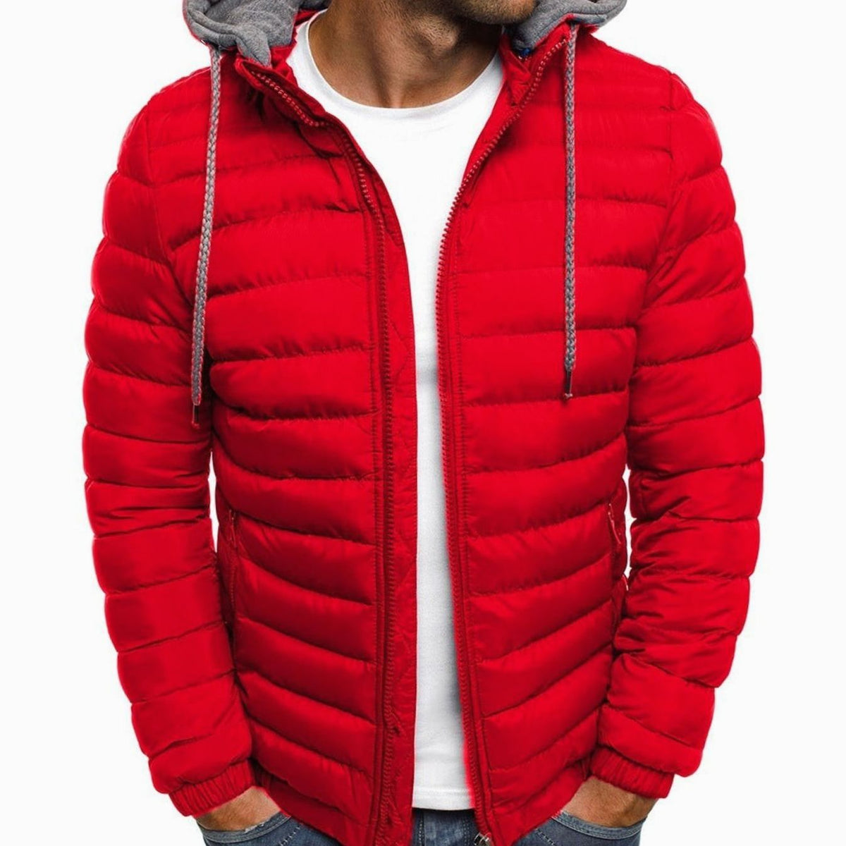 Men's Lightweight Quilted Hooded Puffer Jacket Thermal Insulated