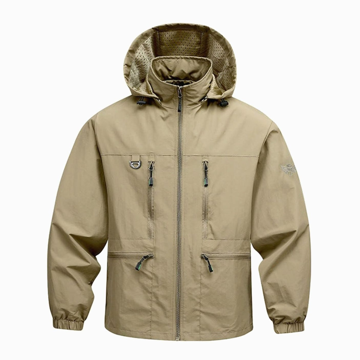 Men's Lightweight Waterproof Hooded Outdoor Jacket - Khaki